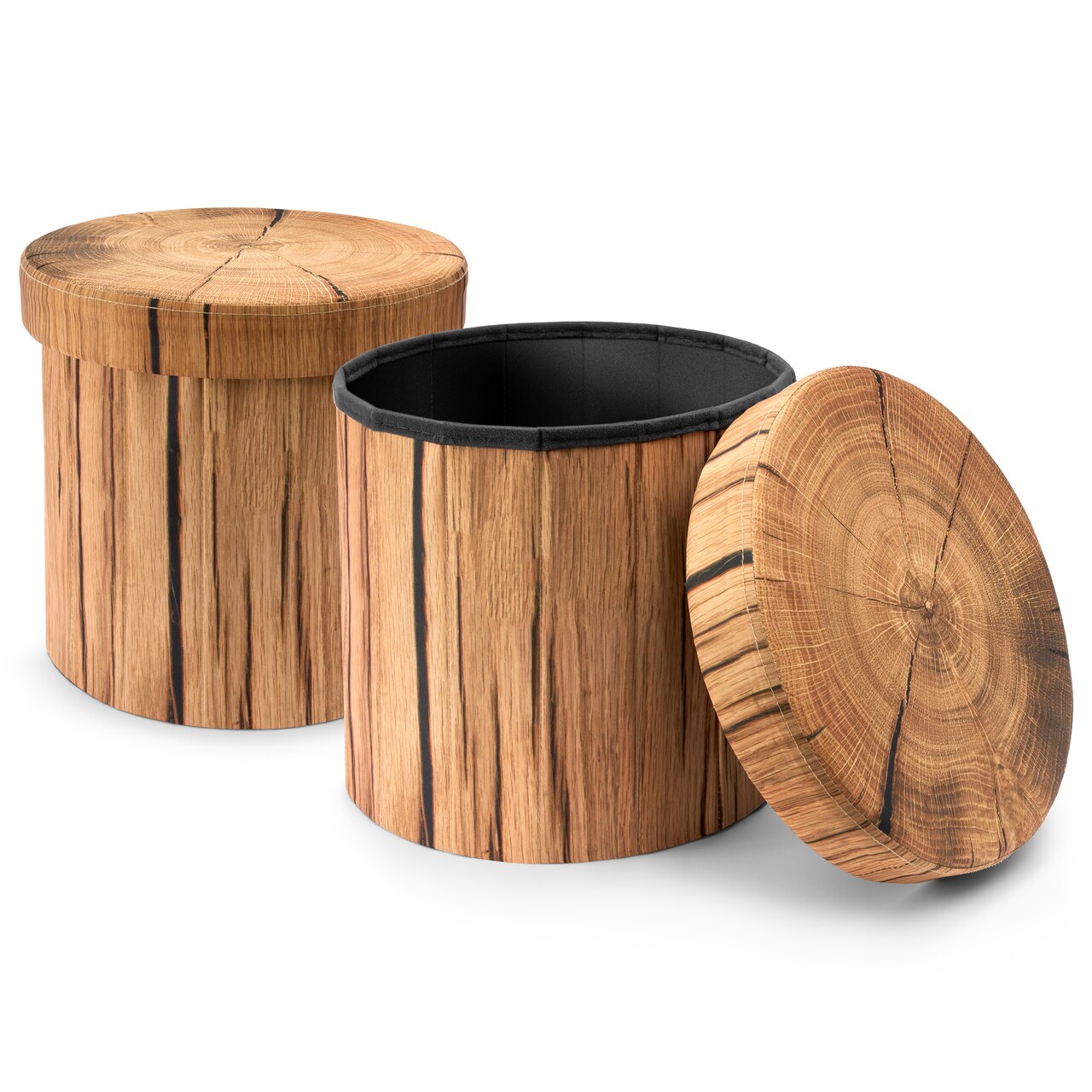 Sorbus Tree Stump Stool, 15-Inch Storage Ottoman, Fake Tree Stumps Footstool